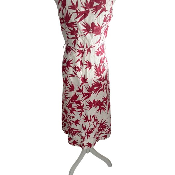 POLO RALPH LAUREN 100% Linen Cream Red Botanical Linen Wrap Dress Size 6 - Picture 5 of 14